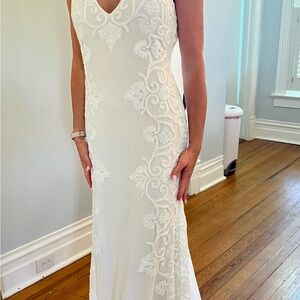 Elegant Ivory Dress with hand-beaded detail. New with tags.